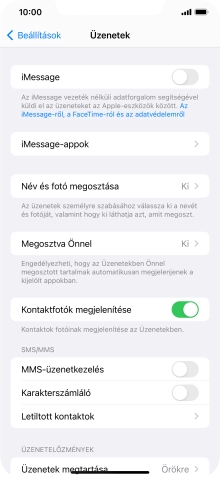 Kattints az „MMS-üzenetkezelés” melletti csúszkára a funkció bekapcsolásához.