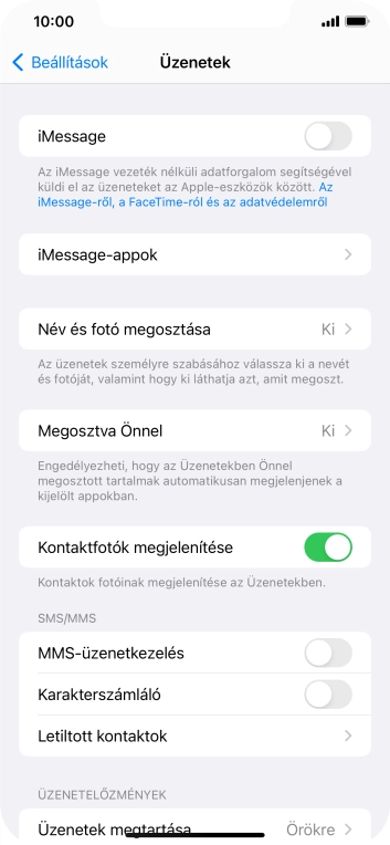 Kattints az „MMS-üzenetkezelés” melletti csúszkára a funkció bekapcsolásához.