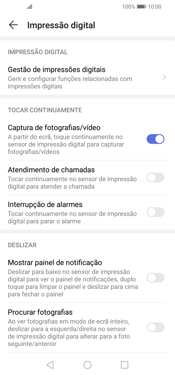 Prima Gestão de impressões digitais.