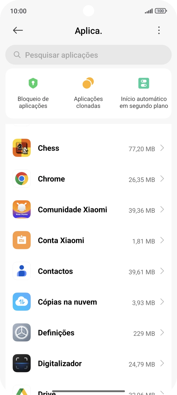 Prima a app pretendida.