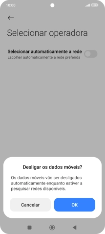 Prima OK e aguarde enquanto o telefone procura as redes.