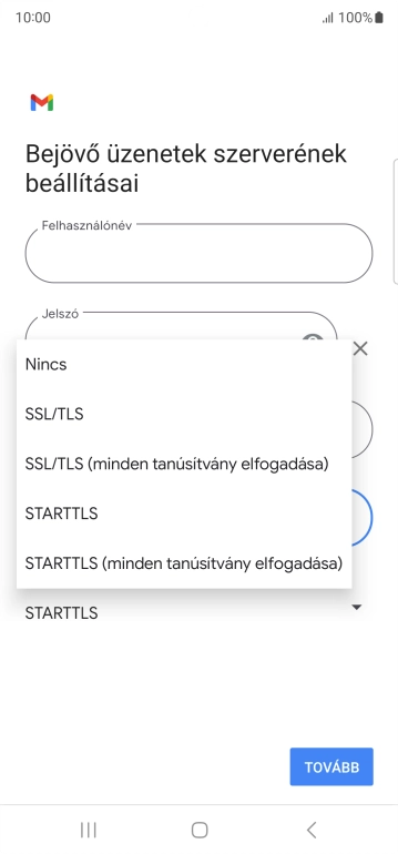 Válaszd az SSL/TLS lehetőséget.