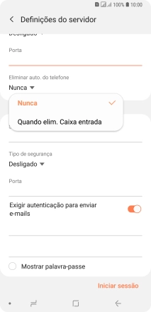 Prima Nunca para manter os e-mails no servidor quando estes são apagados no telefone.