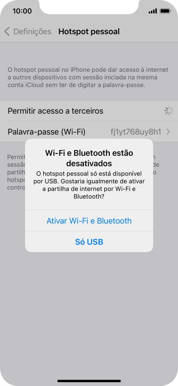 Se o Wi-Fi estiver desativado, prima Ativar Wi-Fi e Bluetooth.