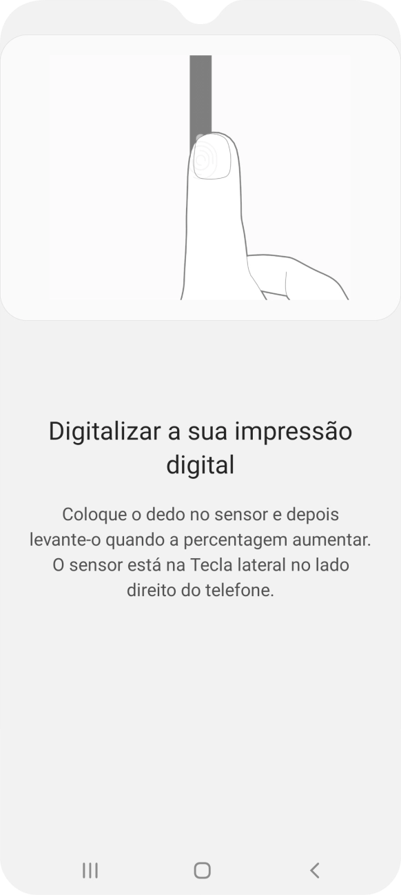 Siga as indicações no ecrã para definir a impressão digital como código de bloqueio.