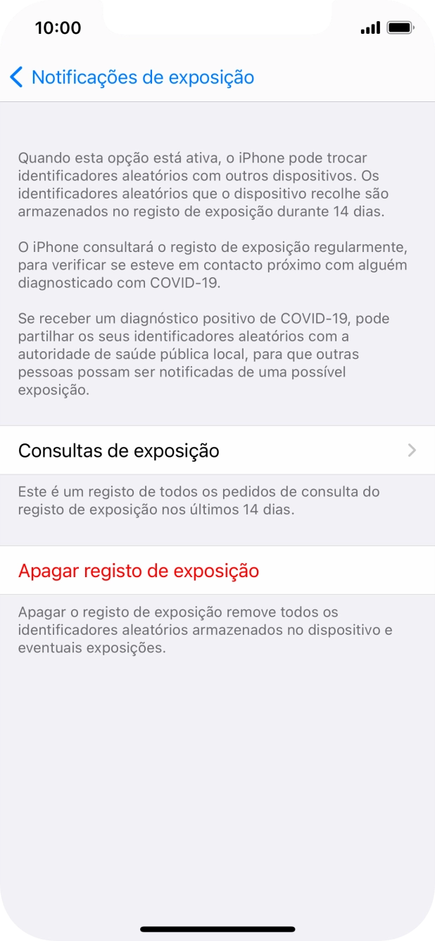 Prima Apagar registo de exposição.