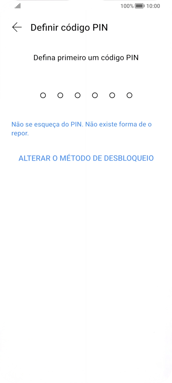 Prima ALTERAR O MÉTODO DE DESBLOQUEIO.