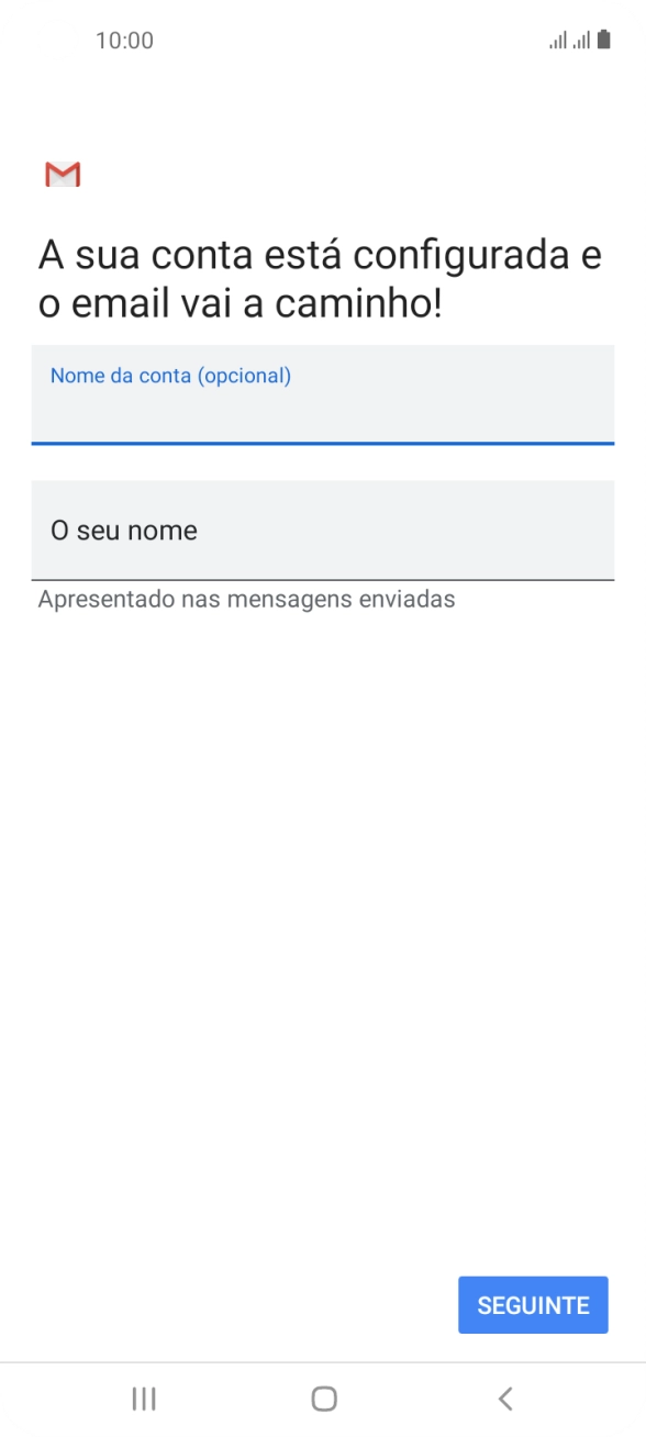 Prima O seu nome e introduza o nome do remetente pretendido.