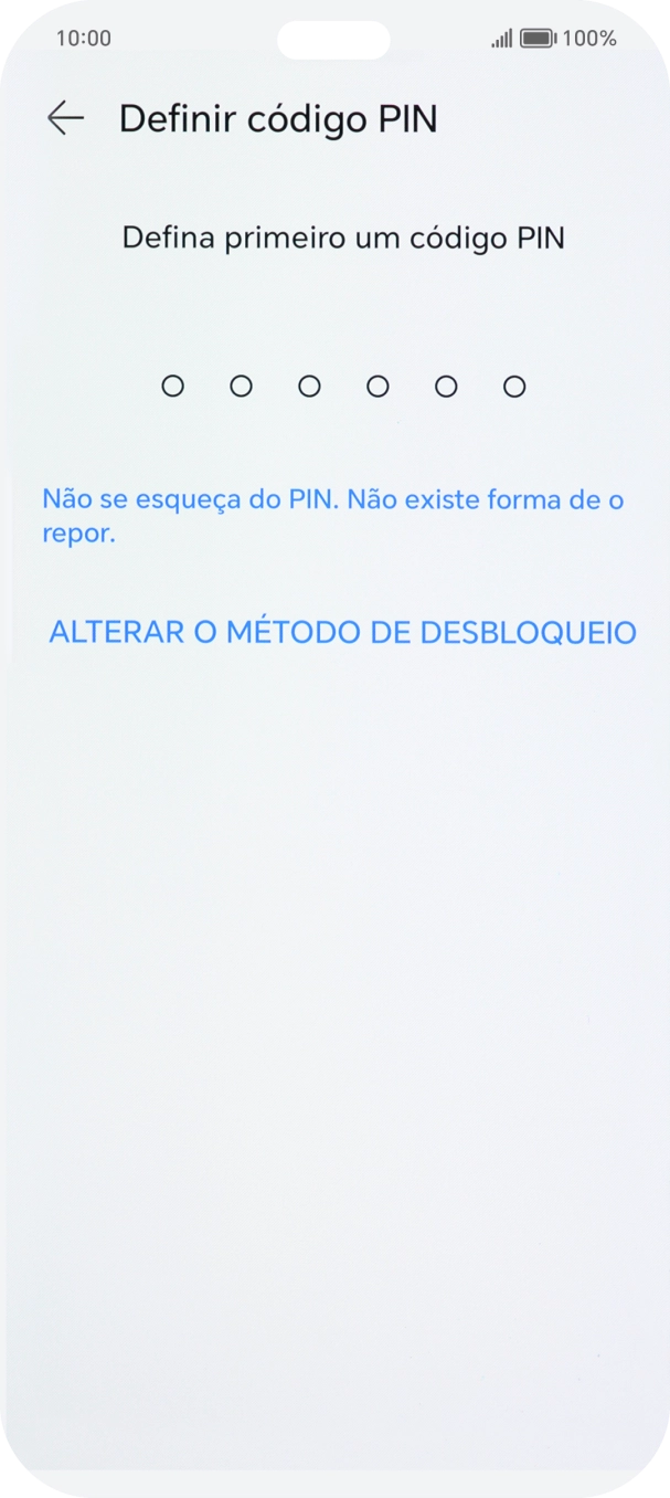 Prima ALTERAR O MÉTODO DE DESBLOQUEIO.