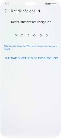 Prima ALTERAR O MÉTODO DE DESBLOQUEIO.
