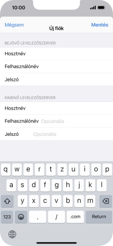 Kattints a Felhasználónév mezőre, és írd be az e-mail-fiókodhoz tartozó felhasználónevet.