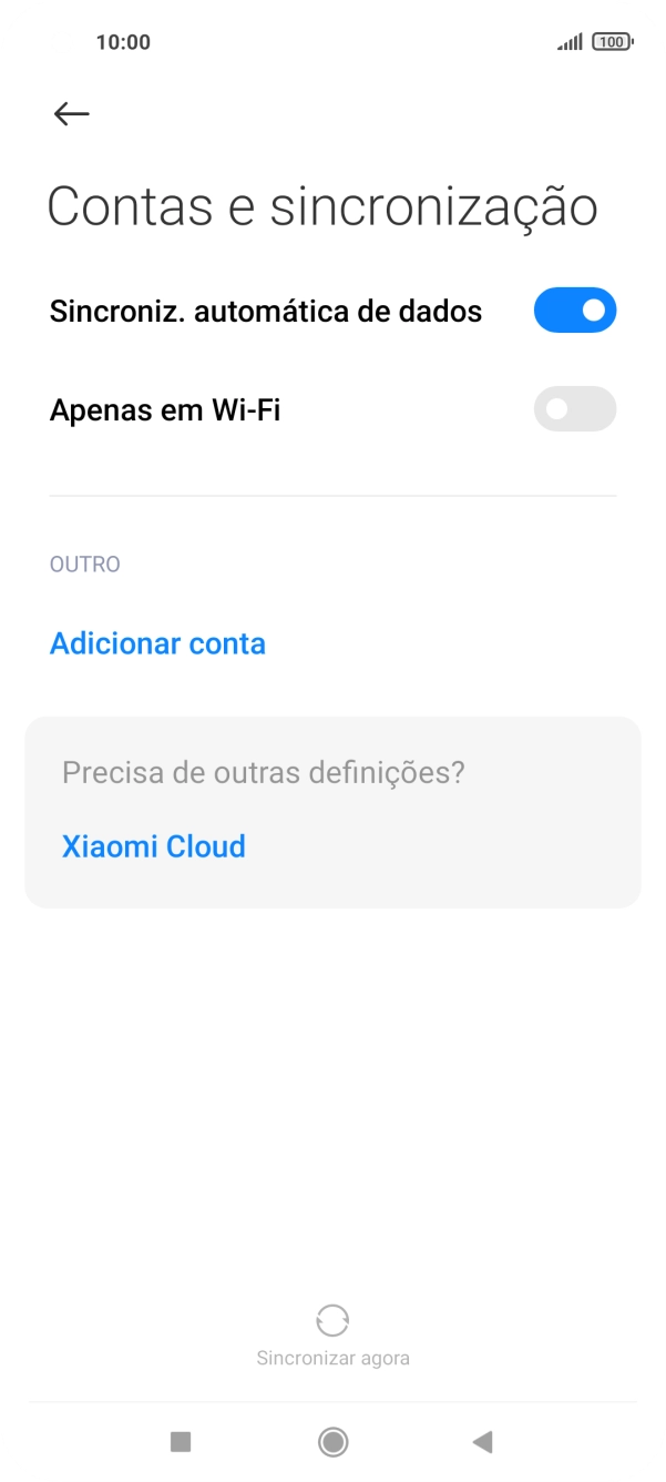 Prima Adicionar conta.
