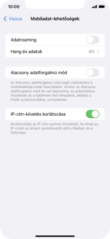 Kattints az „Adatroaming” melletti csúszkára a funkció be- vagy kikapcsolásához.