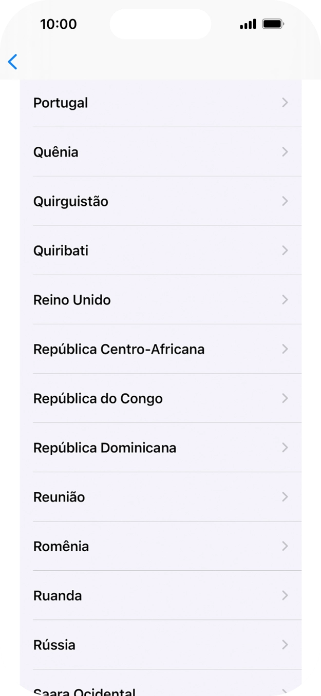 Prima a área ou país pretendido.