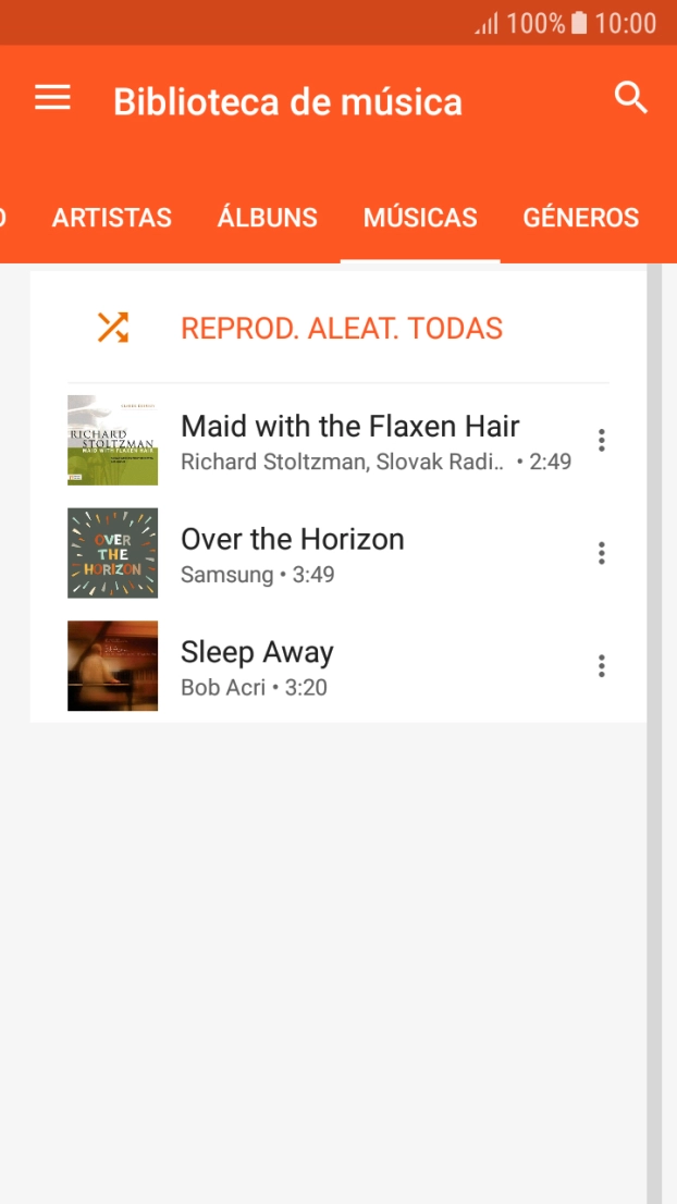 Prima o ficheiro de música pretendido.