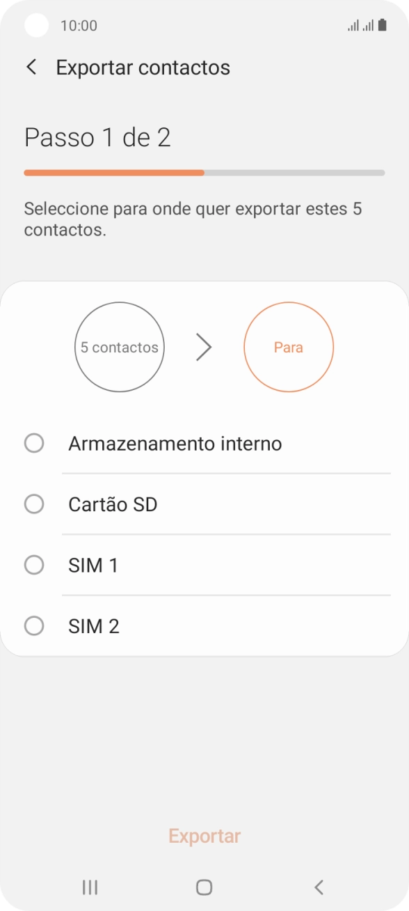Prima o cartão SIM pretendido.