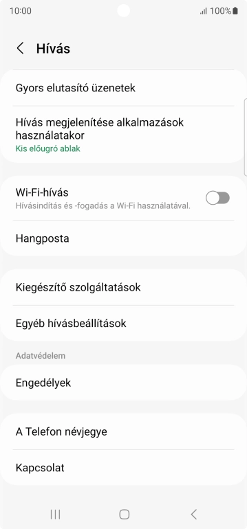 Válaszd a Kiegészítő szolgáltatások lehetőséget.