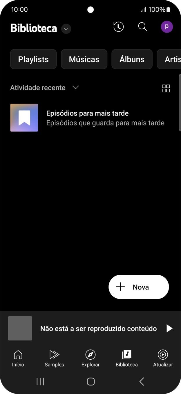 Prima a lista suspensa.