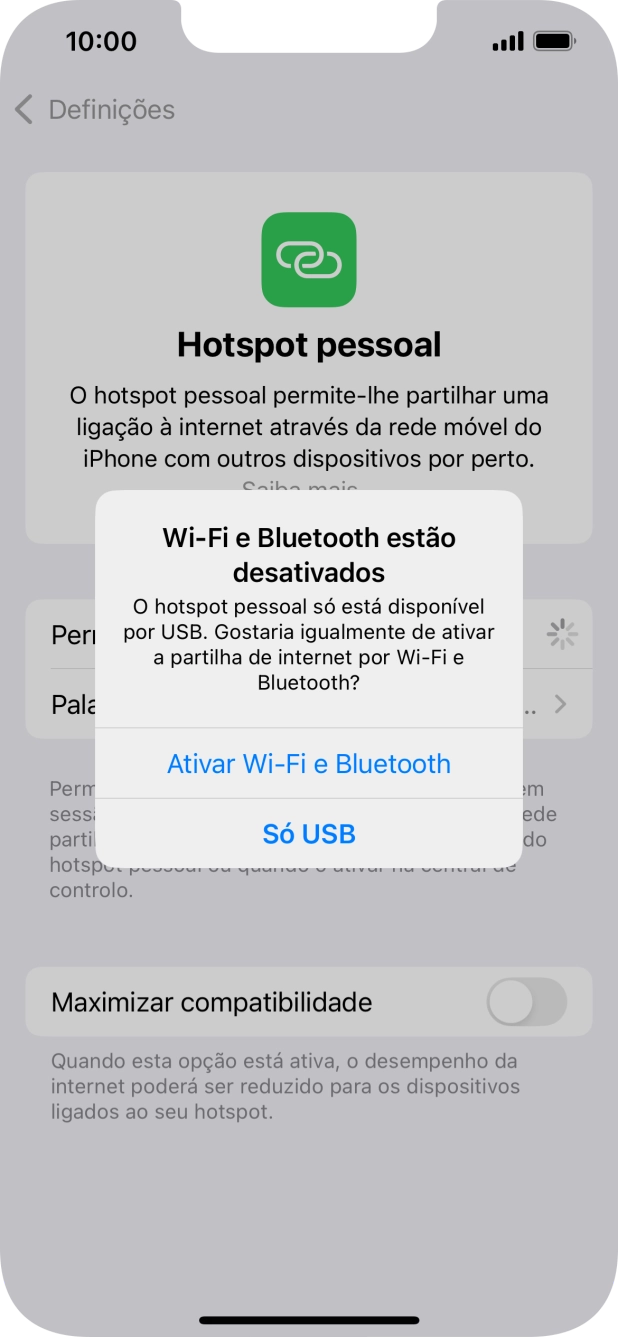 Se o Wi-Fi estiver desativado, prima Ativar Wi-Fi e Bluetooth.