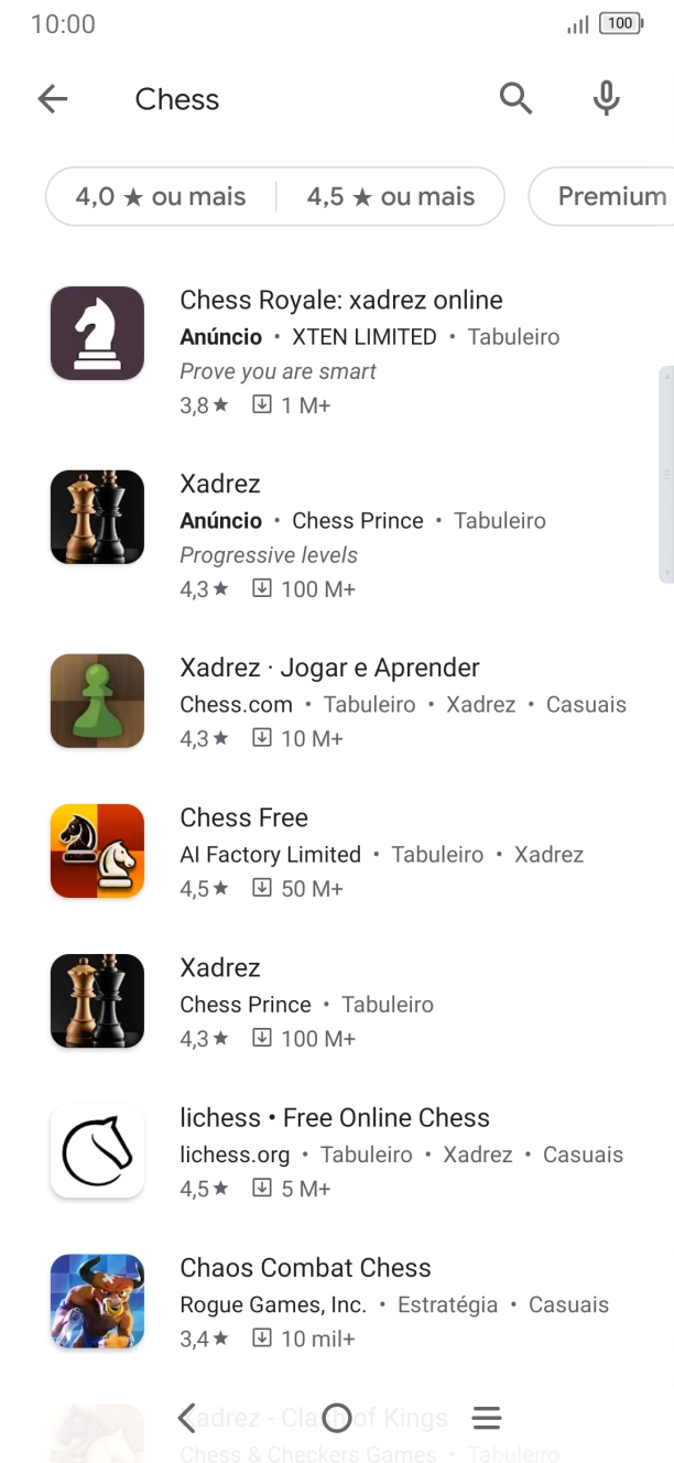 Prima a app pretendida.