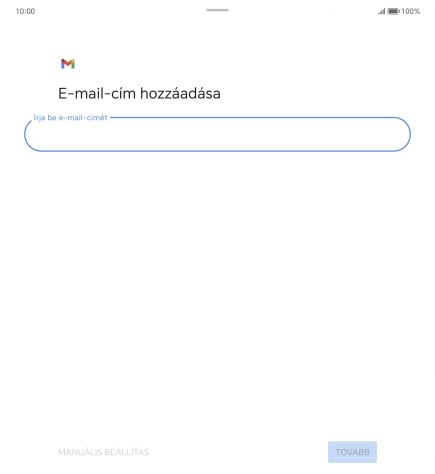 Kattints az „Írja be e-mail-címét” alatti mezőre, és írd be az e-mail címedet.