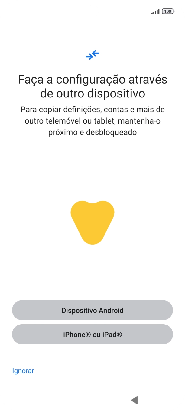 É possível transferir conteúdo de outro telefone quando o telefone for ativado antes da primeira utilização e quando o telefone tiver sido reiniciado. Quando esta imagem for mostrada no ecrã, o telefone está pronto para transferir conteúdo de outro telefone.
