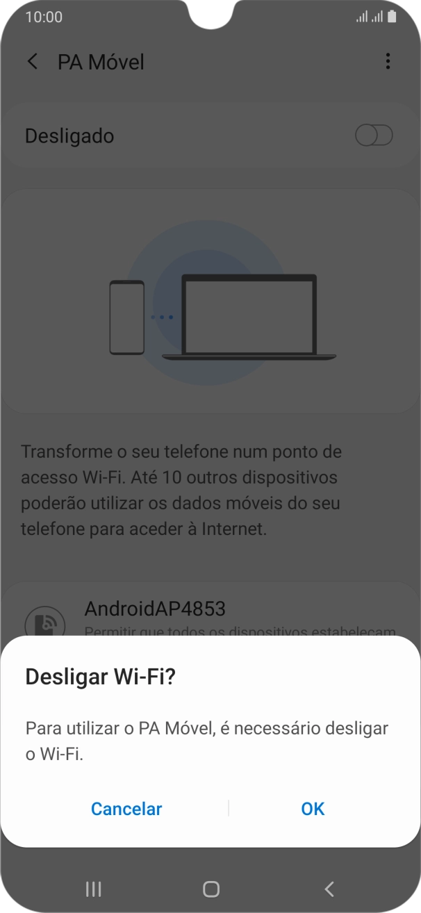 Se o Wi-Fi estiver ativado, prima OK.