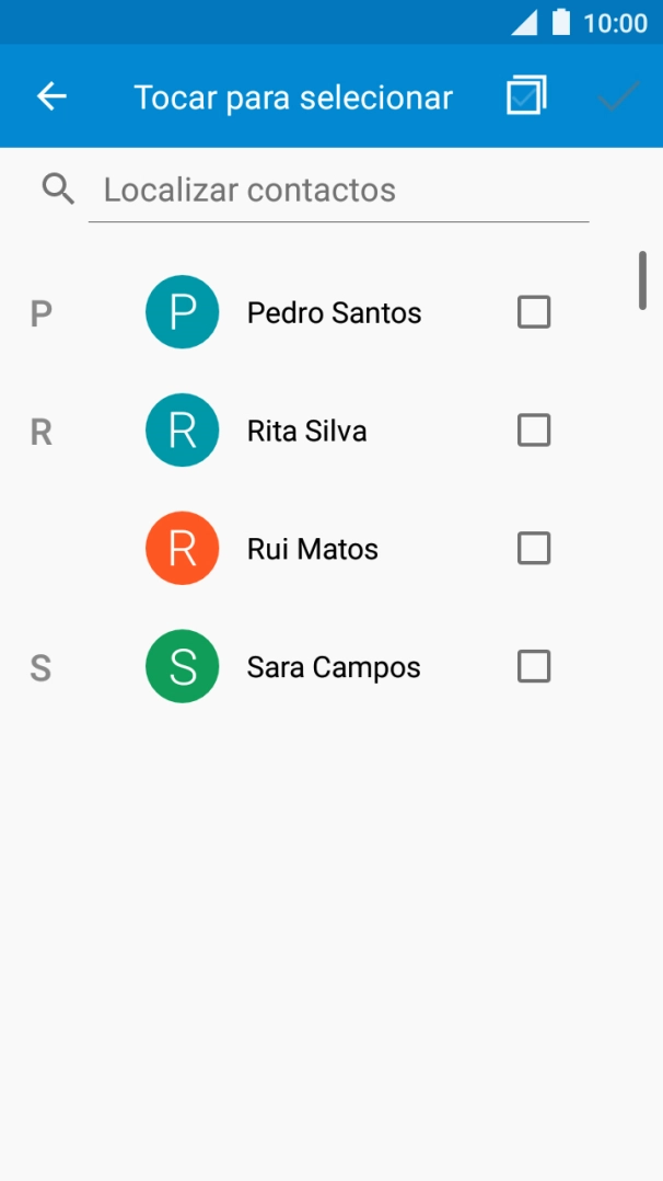 Prima o ícone para selecionar todos.