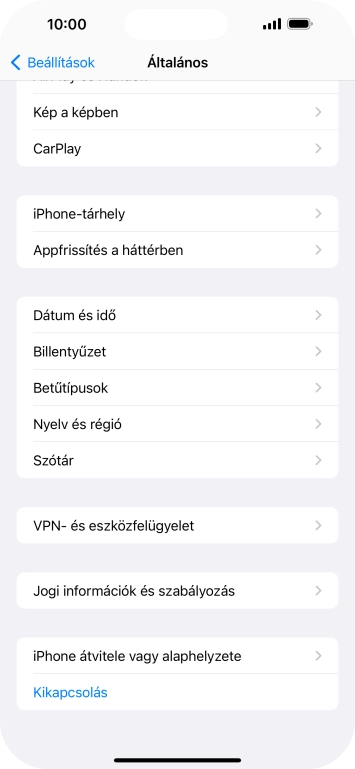 Válaszd az „iPhone átvitele vagy alaphelyzete” lehetőséget.
