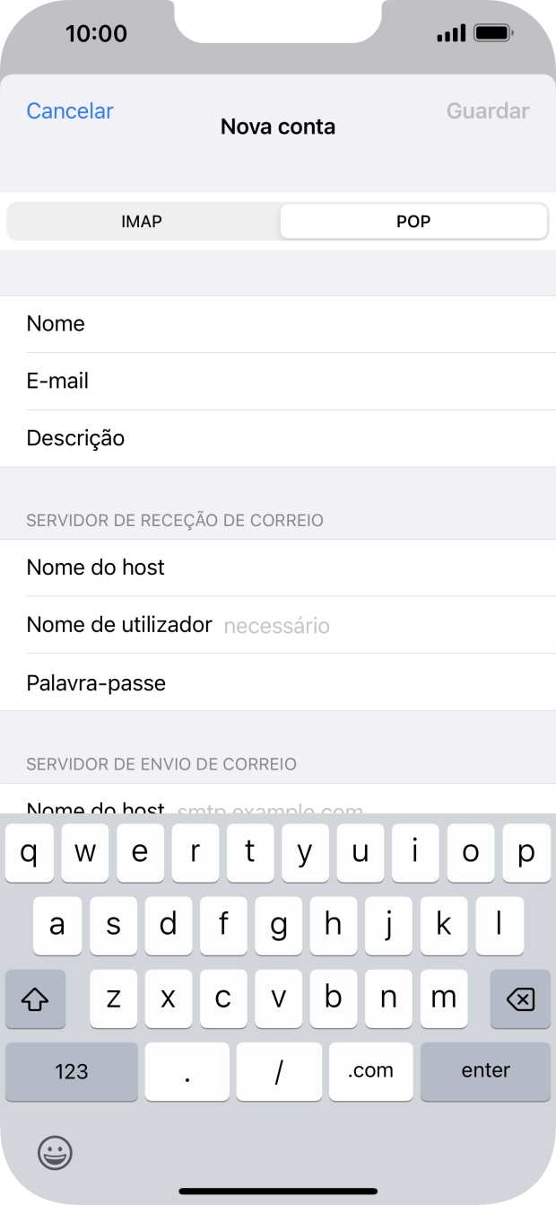 Prima Nome de utilizador e introduza o nome de utilizador da sua conta de e-mail.