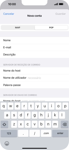 Prima Nome de utilizador e introduza o nome de utilizador da sua conta de e-mail na Vodafone.