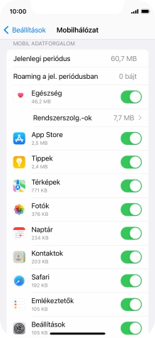 Kattints a kívánt programok melletti csúszkákra a funkciók be- vagy kikapcsolásához.