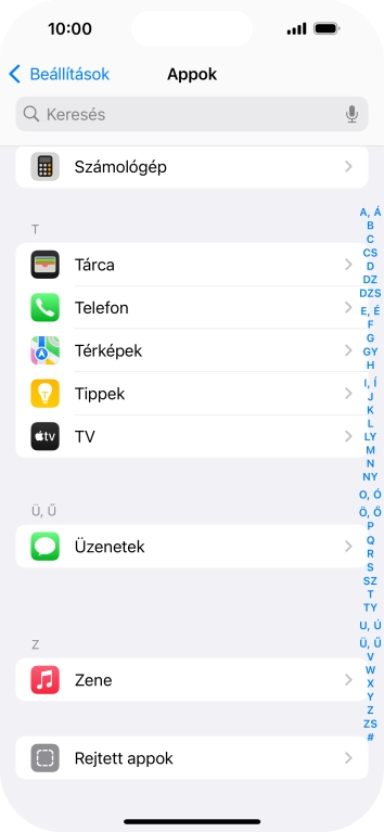 Válaszd az Üzenetek lehetőséget.