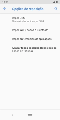 Prima Apagar todos os dados (reposição de dados de fábrica).
