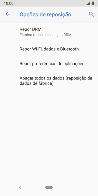 Prima Apagar todos os dados (reposição de dados de fábrica).