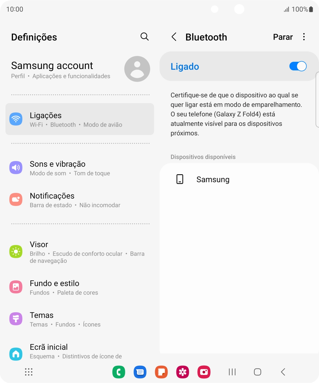 Prima o dispositivo Bluetooth pretendido e siga as indicações no ecrã para emparelhar o dispositivo pretendido com o telefone.