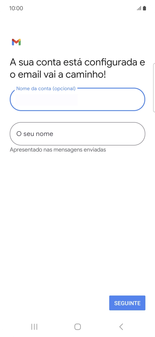 Prima O seu nome e introduza o nome do remetente pretendido.
