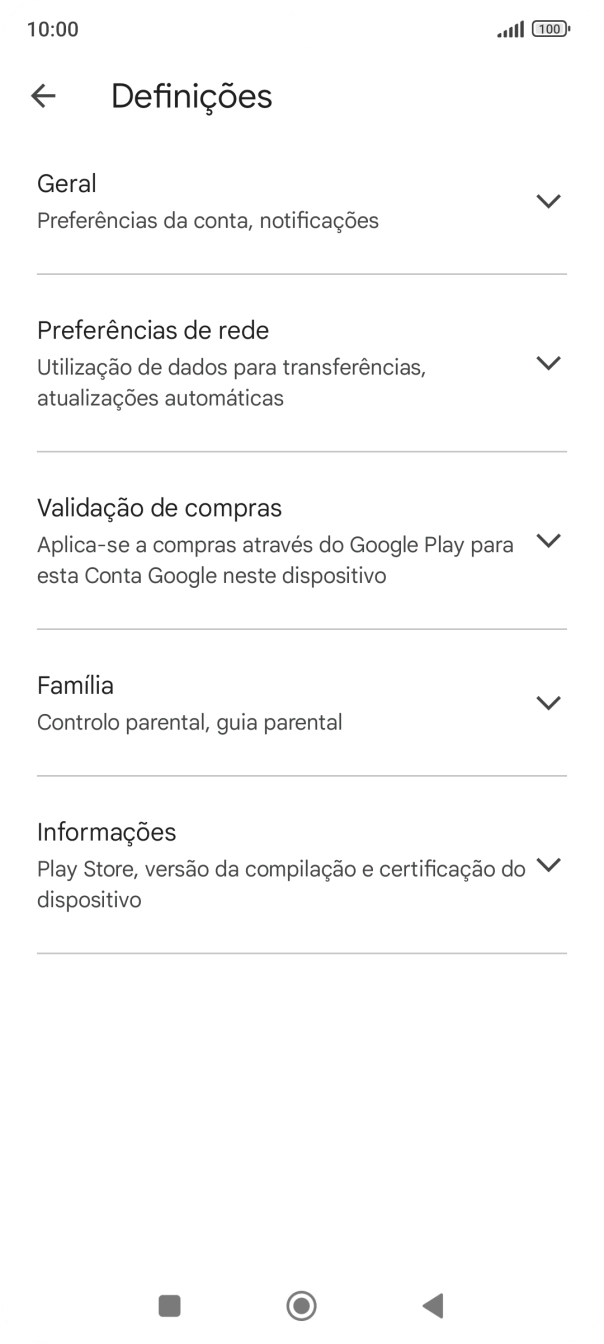 Prima Preferências de rede.