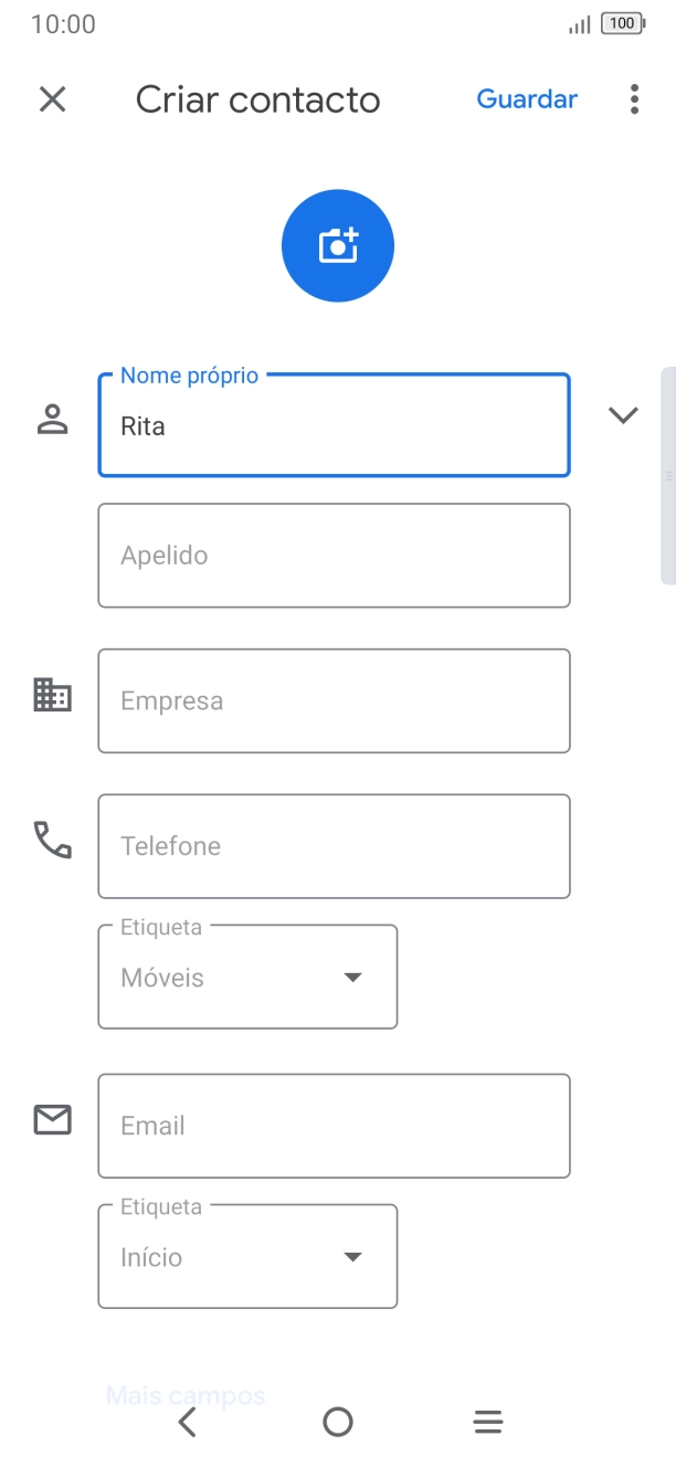 Prima Apelido e introduza o apelido.