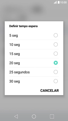 Se desviar as chamadas não atendidas escolha o tempo de atraso para desvio. Prima o tempo de atraso pretendido.