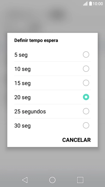 Se desviar as chamadas não atendidas escolha o tempo de atraso para desvio. Prima o tempo de atraso pretendido.