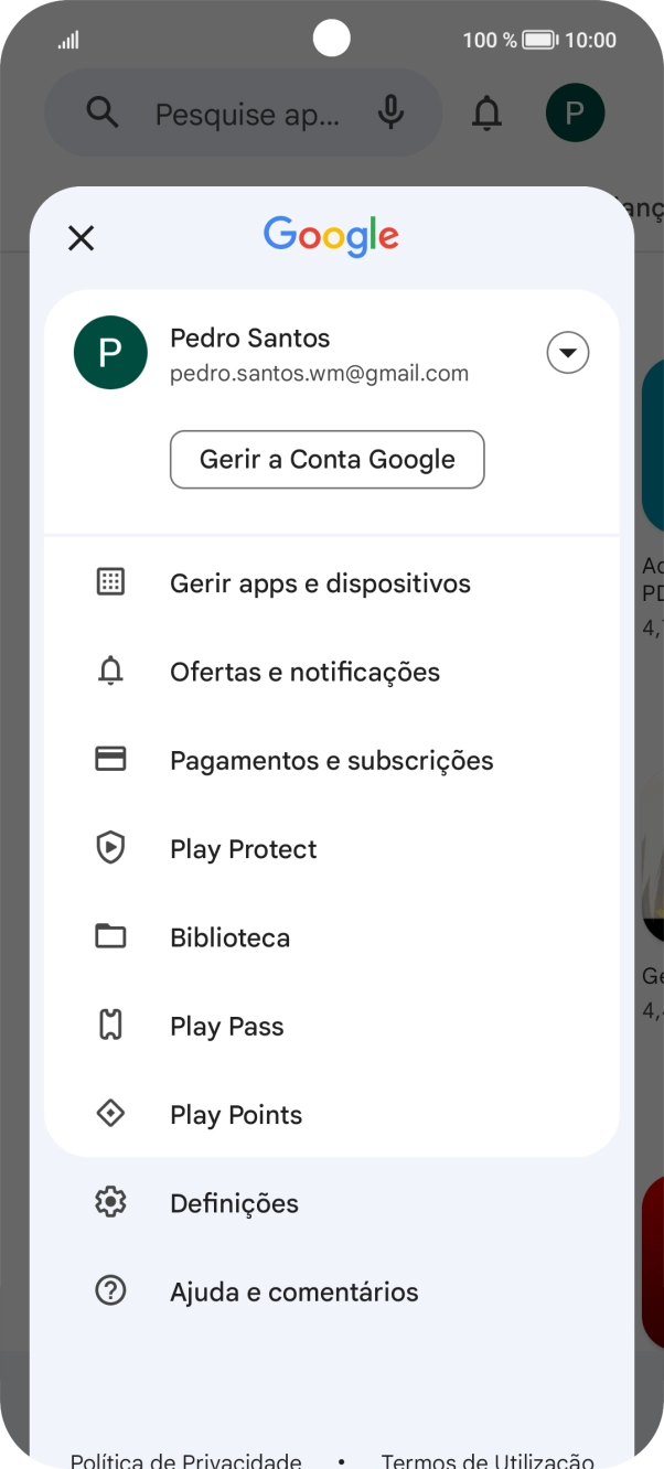 Prima Gerir apps e dispositivos.