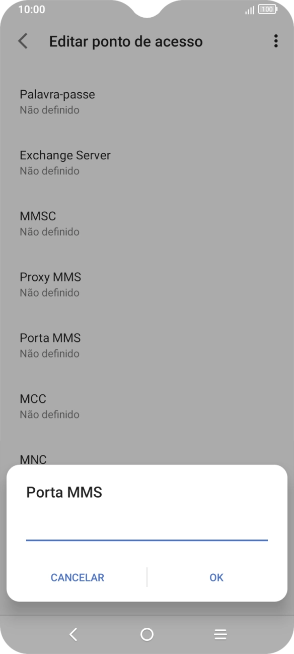 Introduza 80 e prima OK.