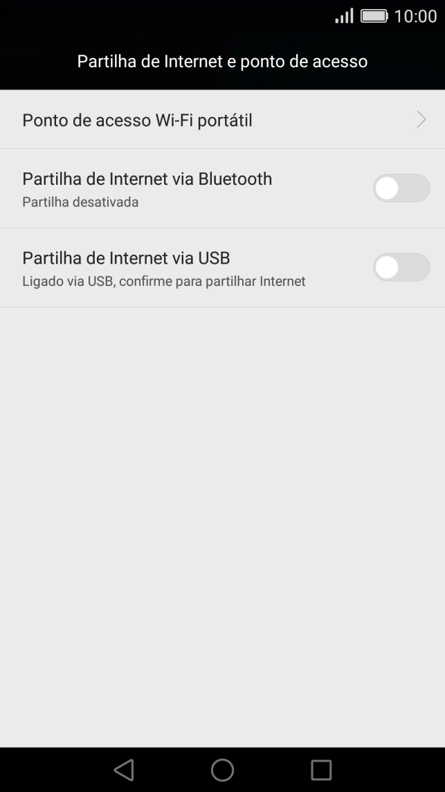 Prima Partilha de Internet via USB para ativar a função. É estabelecida automaticamente uma ligação do computador à Internet através do telefone.