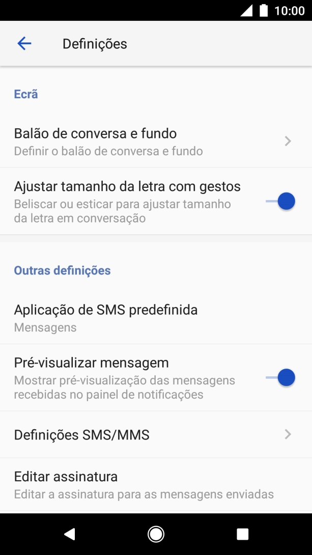 Prima Definições SMS/MMS.
