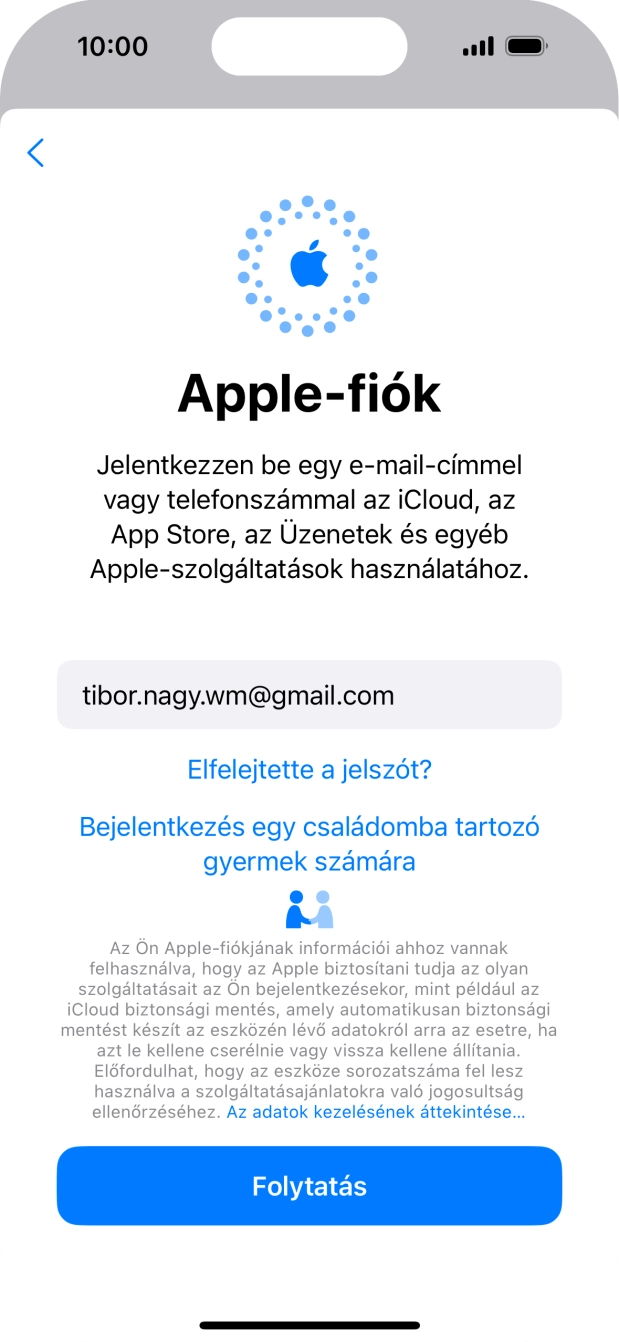 Válaszd a Folytatás lehetőséget.