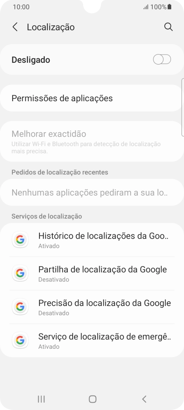 Prima o indicador para ativar ou desativar a função.