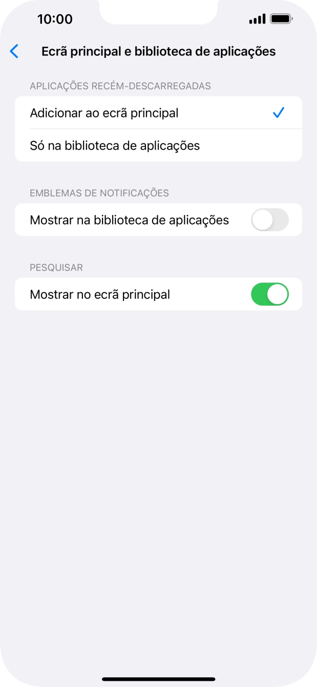 Para adicionar apps recém descarregadas ao ecrã inicial e à biblioteca de apps, deve premir Adicionar ao ecrã principal.