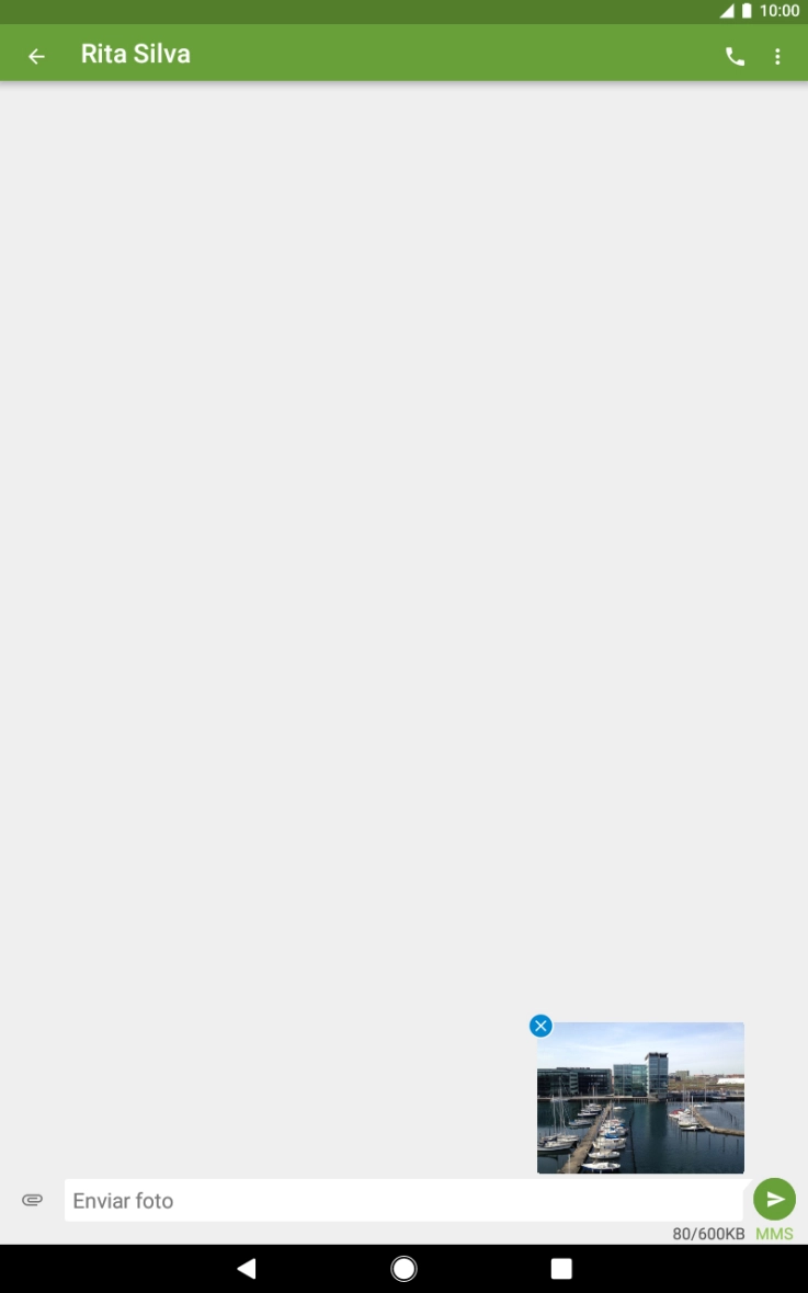 Prima o ícone para enviar quando terminar de escrever a sua mensagem multimédia.