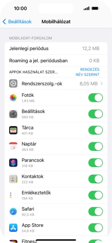 Kattints a kívánt programok melletti csúszkákra a funkciók be- vagy kikapcsolásához.